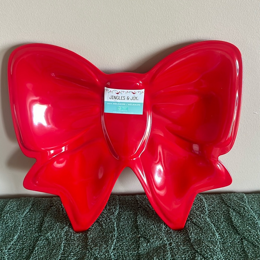 Jingles & Joy Red Bow Melamine Tray Platter Viral Red Bow NEW🎁